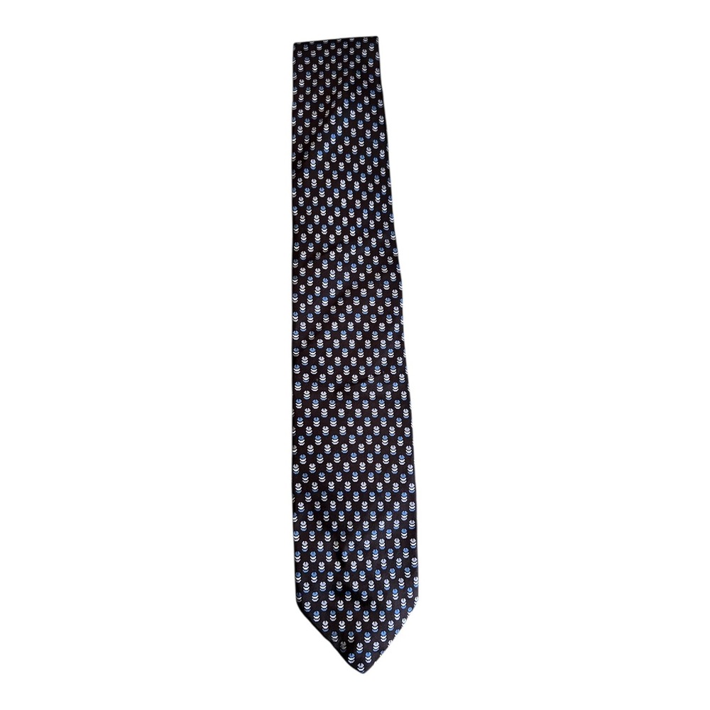 Christian Dior Cravates Silk Tie Mens Blue White Patterned Necktie Paris